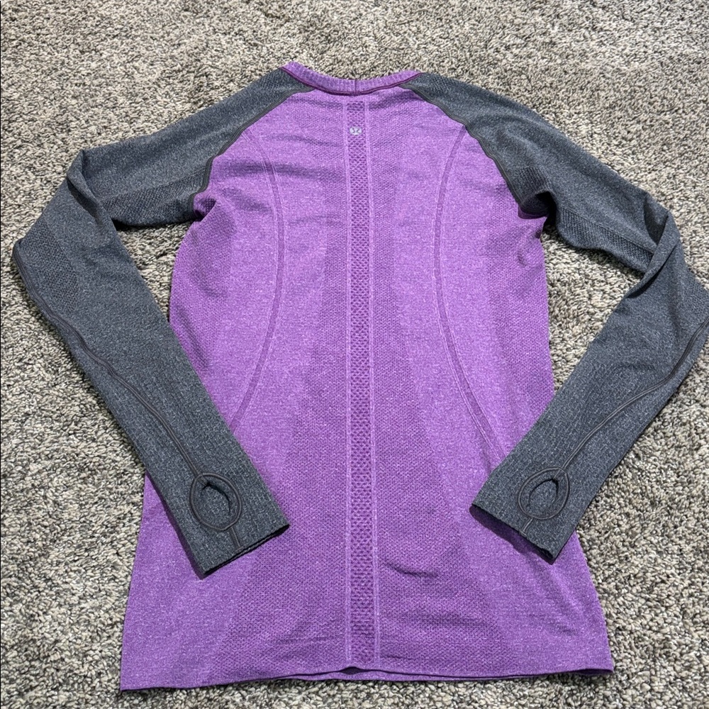 lululemon athletica Purple and Charcoal Long Sleeve Tee - Picture 3 of 4